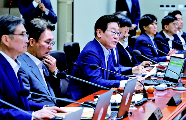 (출처) 구직촉진수당 월 60만원으로 : 이재명 대통령이 29일 서울 용산 대통령실 청사에서 열린 임시 국무회의에서 발언하고 있다. / 연합뉴스