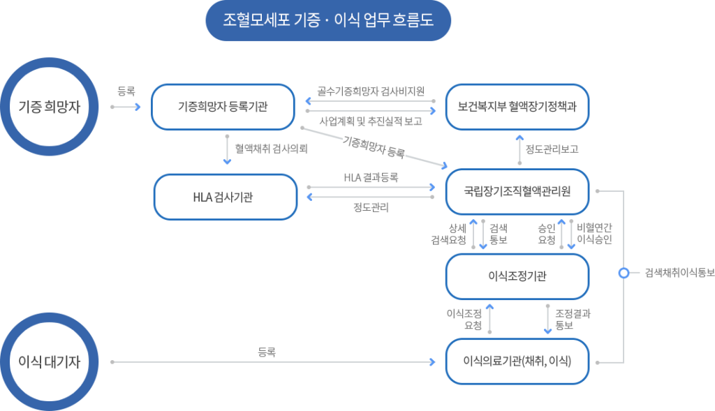 조혈모세포 기증 이식 업무 흐름도