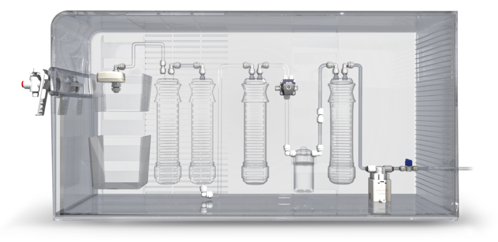 무독성의 원재료를 사용하여 음용수기기에 사용
